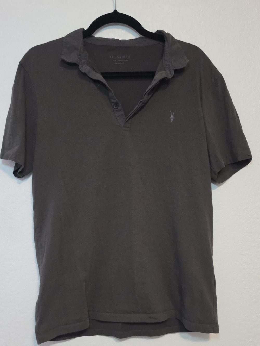 All Saints Women's Charcoal Polo in Dark Gray